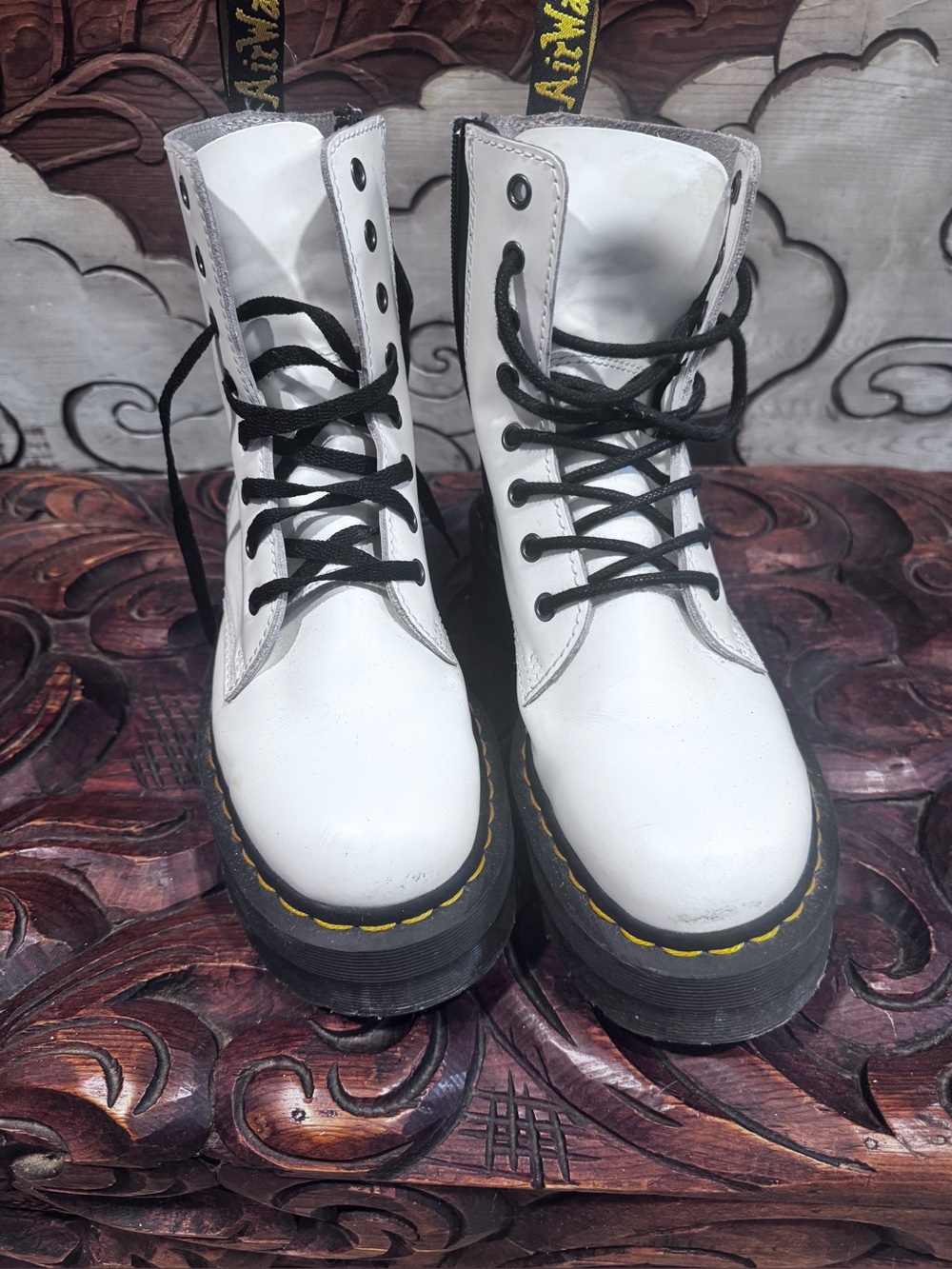 Dr Martens White Leather Jadon Lace-Up Platform Boots EU 39 US women’s 8